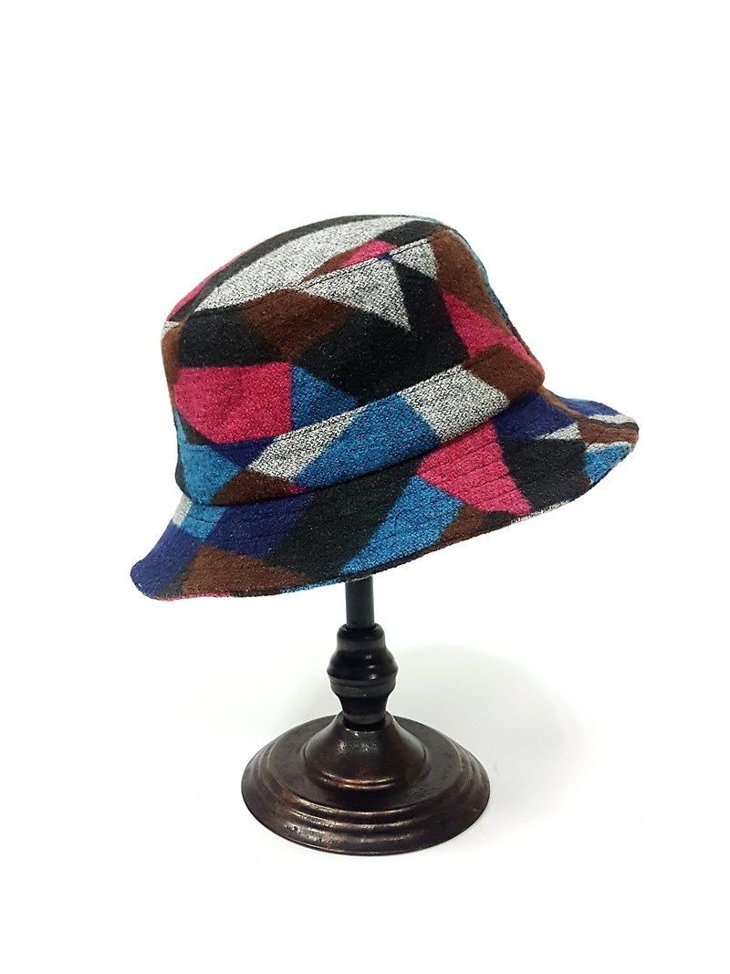 英式小盤帽-當代風藍陵格毛呢 - 帽子 - 其他材質 多色