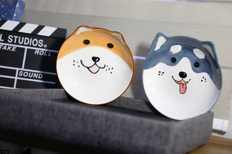 Shiba Inu University-Shiba Inu Creative Bowl Shiba Inu Shaped Big Disc Shiba Inu Small Bowl Shiba Inu Big Bowl - Plates & Trays - Pottery Multicolor