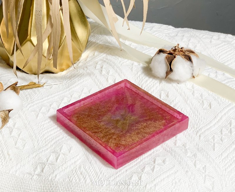 Handmade Crystal Coaster - Peach Ruby