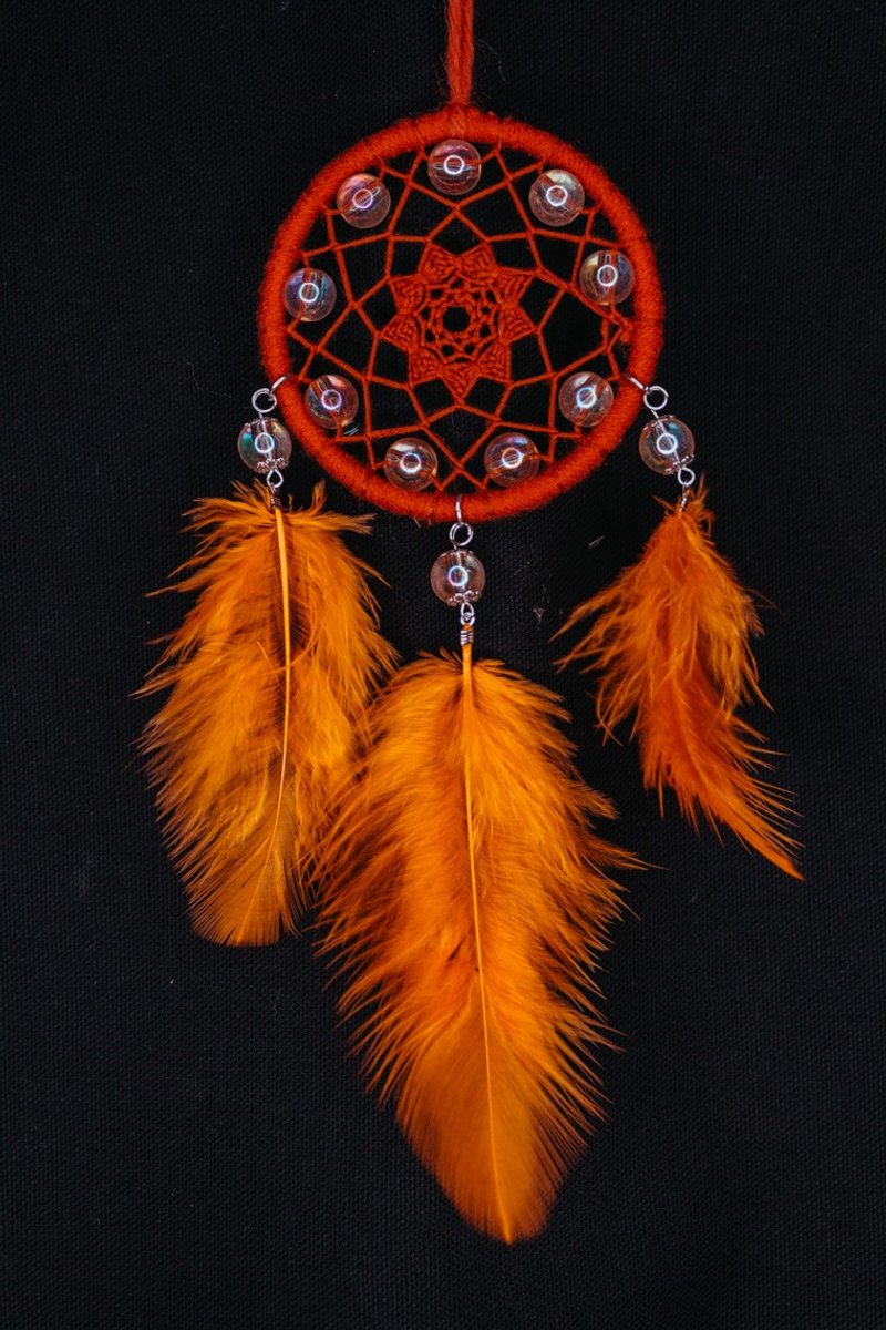 純手工捕夢網 Handmade Dreamcatcher－【星星珠－橘】 - 擺飾/家飾品 - 其他材質 橘色