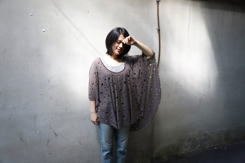 Round Neck Variety Hole Cloak-Cocoa (can be used as a cloak, blouse, scarf, dress) - Women's Sweaters - Polyester Brown