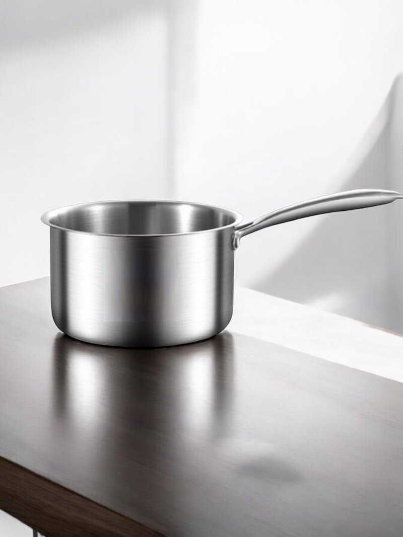 GELLIS 20cm Nordic classic replica SUS316 without cover and energy-saving one-piece straight handle soup pot - กระทะ - โลหะ สีเงิน