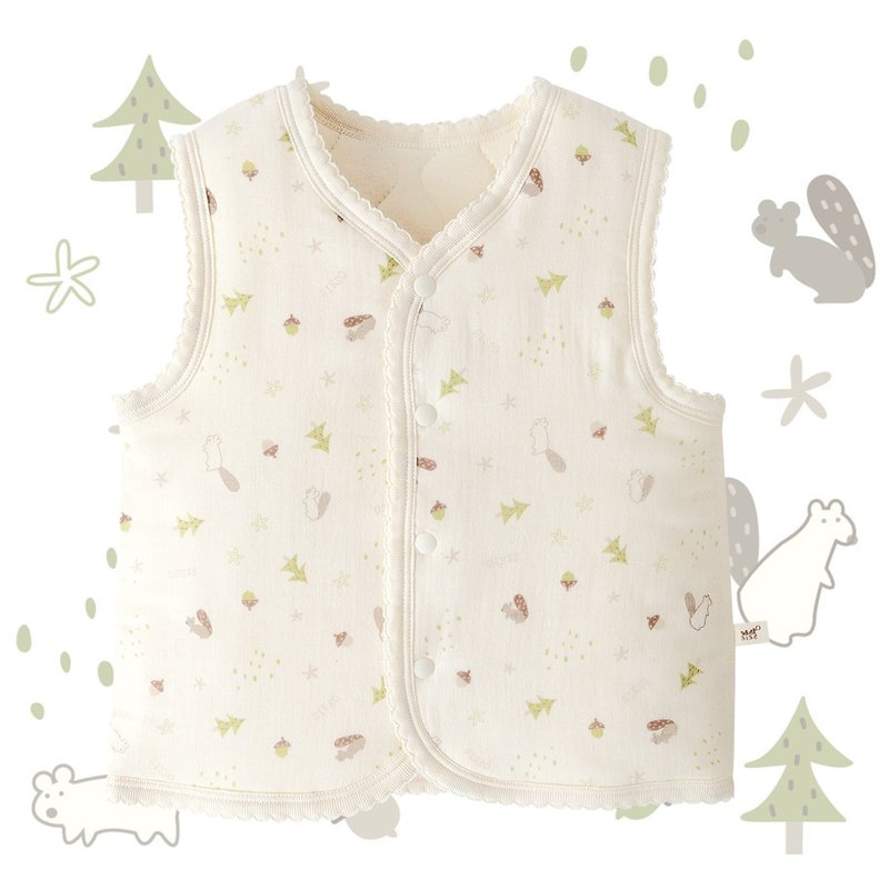 [SISSO organic cotton] Little squirrel classy Pengpengpu cotton vest - Tops & T-Shirts - Cotton & Hemp White