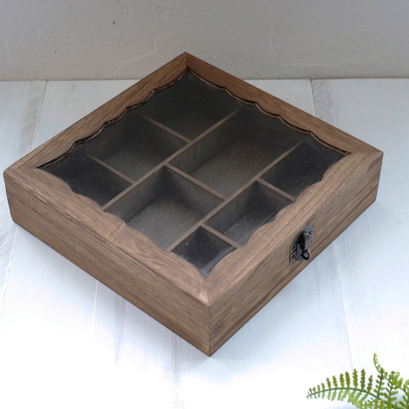 Wooden waxy walnut glass ornament box - Storage - Wood 