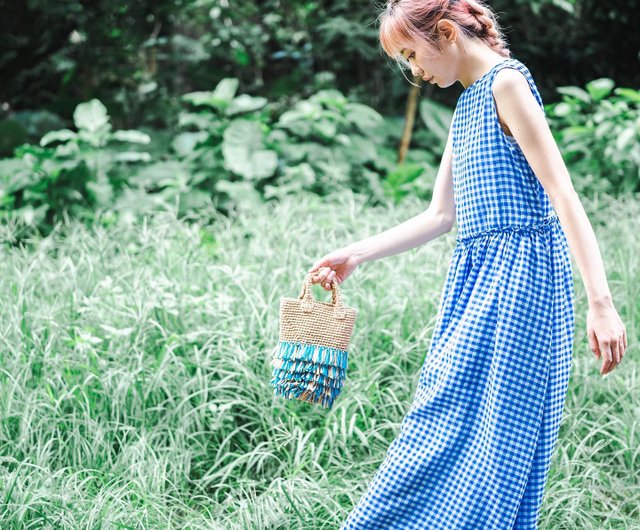 シンデレラ 春夏ブルーストレートチェックワンピース - ショップ