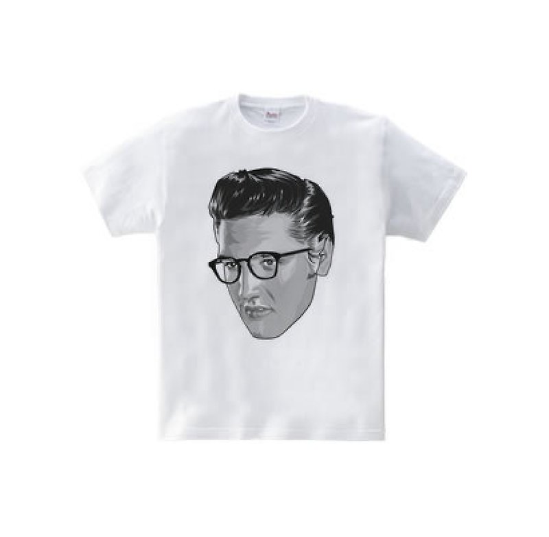 elvis Date Glasses Monochrome (5.6oz T-shirt) - สเวตเตอร์ผู้ชาย - ผ้าฝ้าย/ผ้าลินิน ขาว
