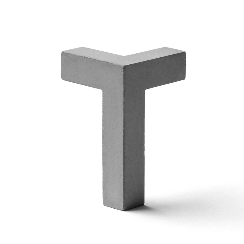 Concrete Alphabet T - ของวางตกแต่ง - ปูน สีเทา