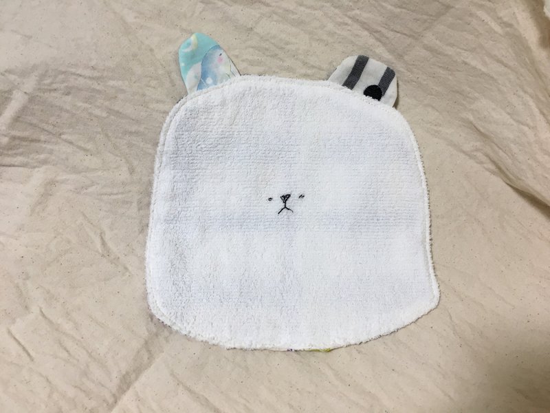 刺繡熊頭毛巾手帕安撫巾(僅此一件) - 手帕 - 棉．麻 
