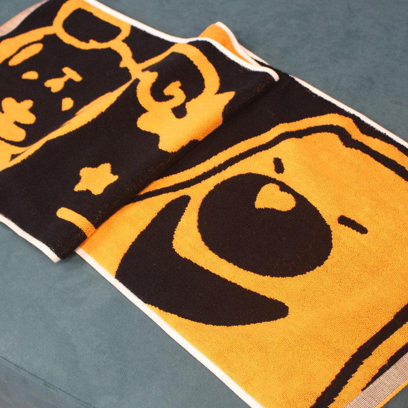 Animal Illustration Towel | Tiger | Taiwan Bear | Tiger Star | Orange and Black Jacquard Towel - ผ้าขนหนู - ผ้าฝ้าย/ผ้าลินิน สีส้ม