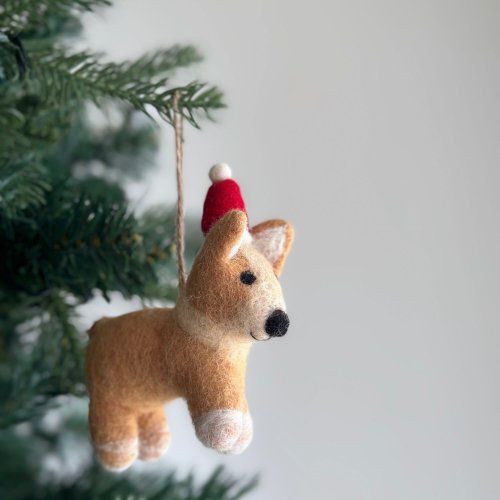 羊毛フェルト　犬　クリスマス　ツリー　置物 クリスマスツリー オーナメント コーギー犬 クリスマス コーギー