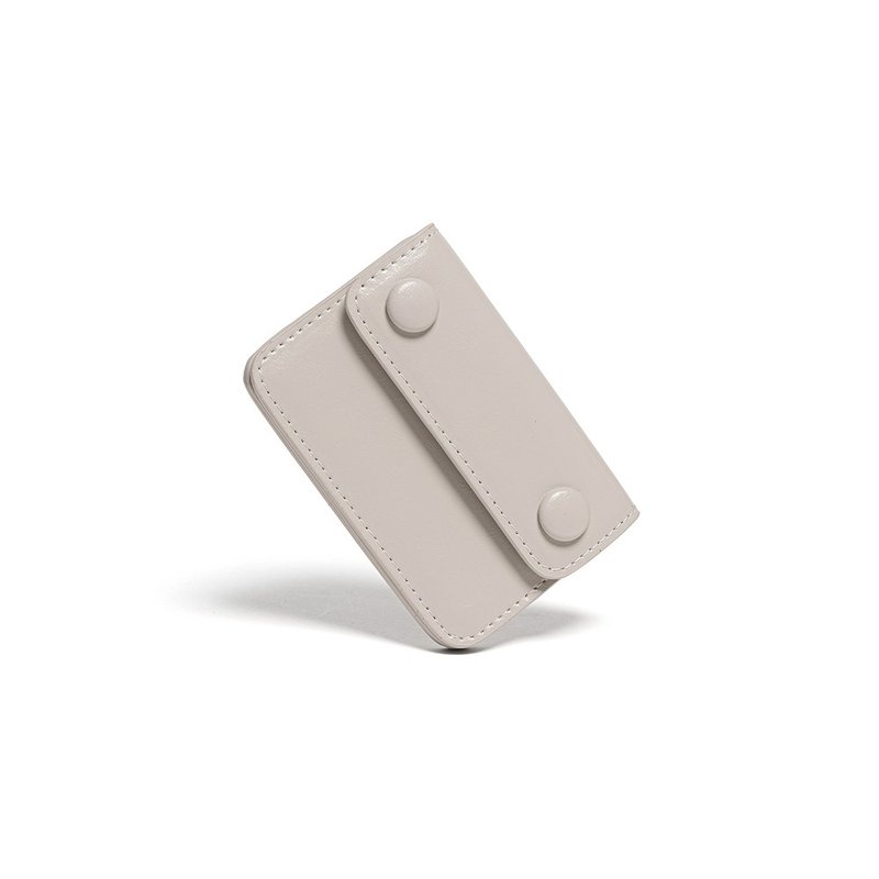 DOT Accordion Coin & Card Wallets warm gray - 錢包/皮夾/長短夾 - 真皮 灰色