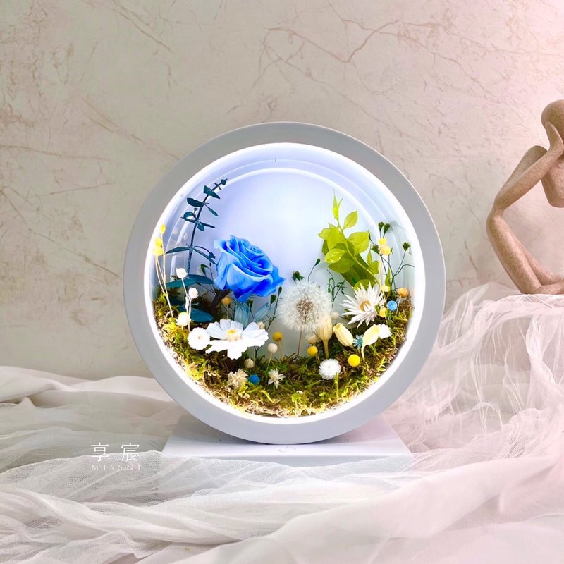 【送禮首選】草系蒲公英玫瑰 / 永生花三段觸控氛圍燈 / 客製 - 燈具/燈飾 - 植物．花 