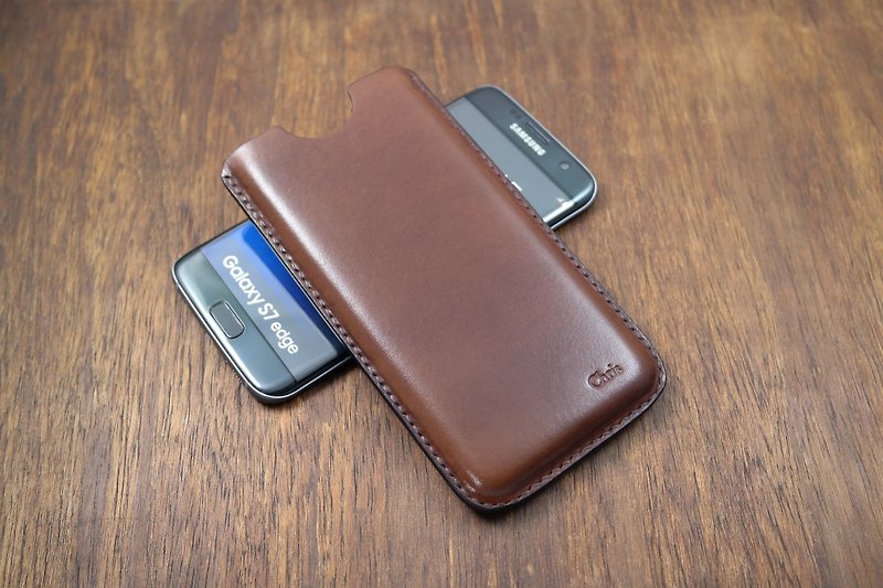 APEE leather handmade ~ plastic phone holster ~ Plain black brown - Other - Genuine Leather 