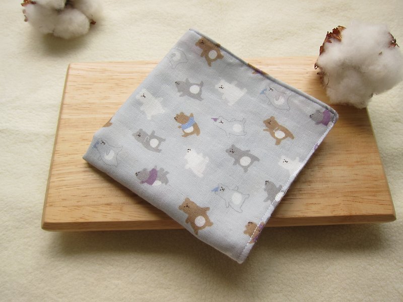 小熊寶寶-純棉紗布手帕(灰色) - 圍兜/口水巾 - 其他材質 灰色