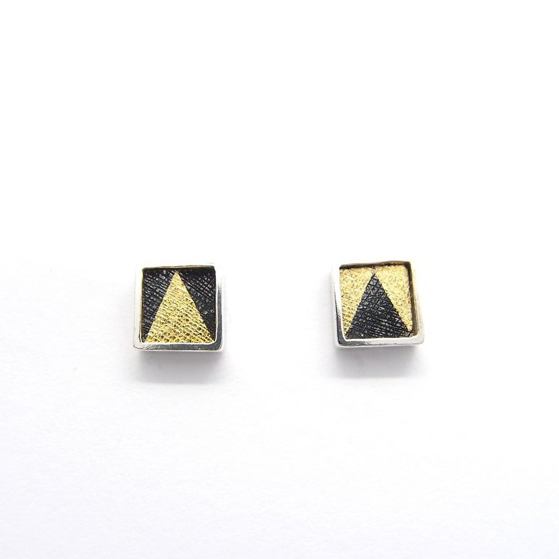 One centimeter square B-925 Silver earrings - Earrings & Clip-ons - Other Metals 