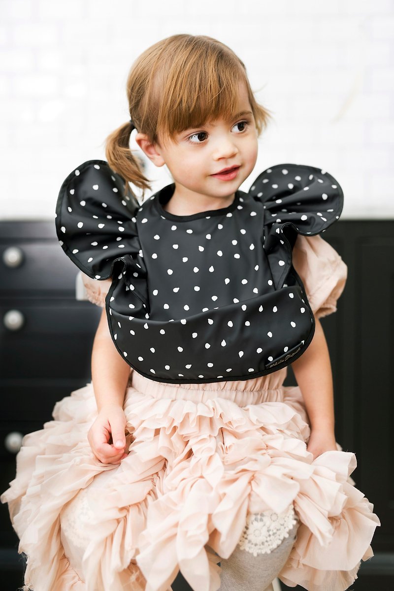 Elodie Details Baby Bib - DOT - ผ้ากันเปื้อน - วัสดุกันนำ้ สีดำ