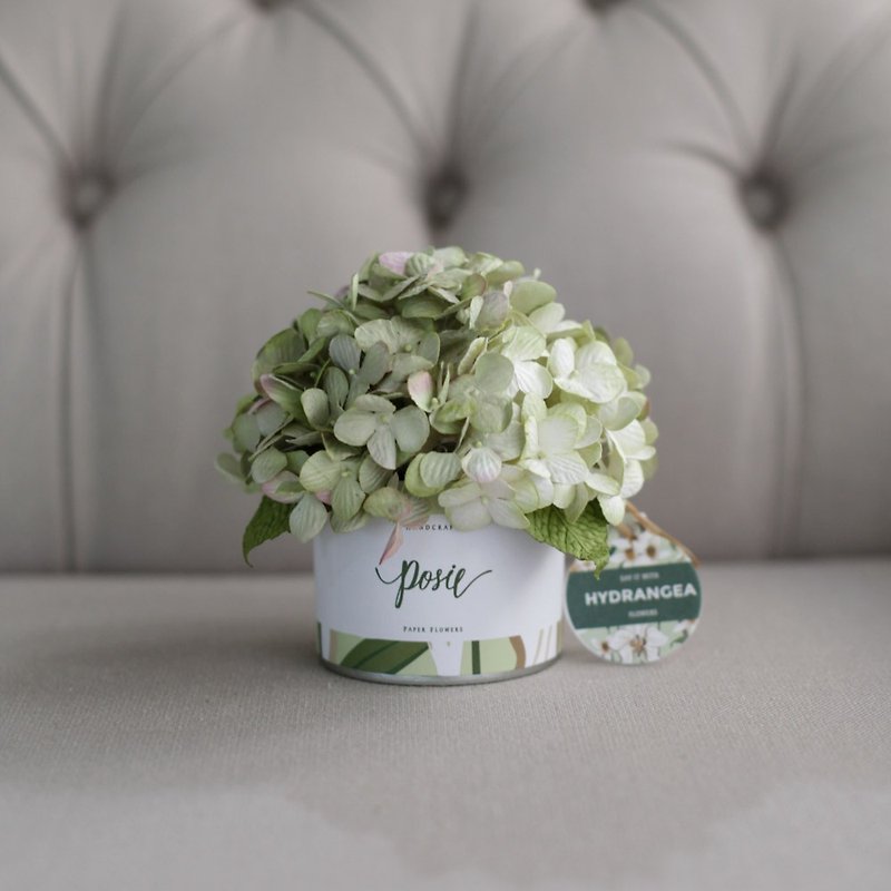 GS101 : Aromatic Gift Box, Small - Size, White Cream Hydrangea - 香氛/精油/擴香 - 紙 綠色