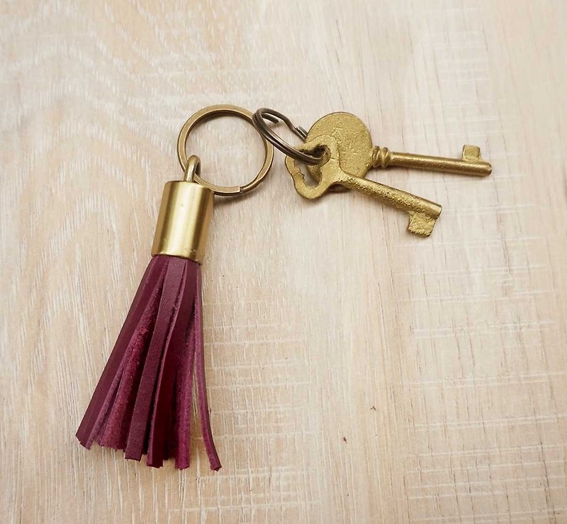 Sienna leather tassel pendant key ring - Keychains - Genuine Leather Purple