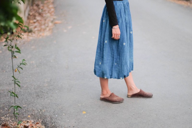 Kram is a color of the sea :: Balloon Skirt :: Natural Indigo - Skirts - Other Materials Blue
