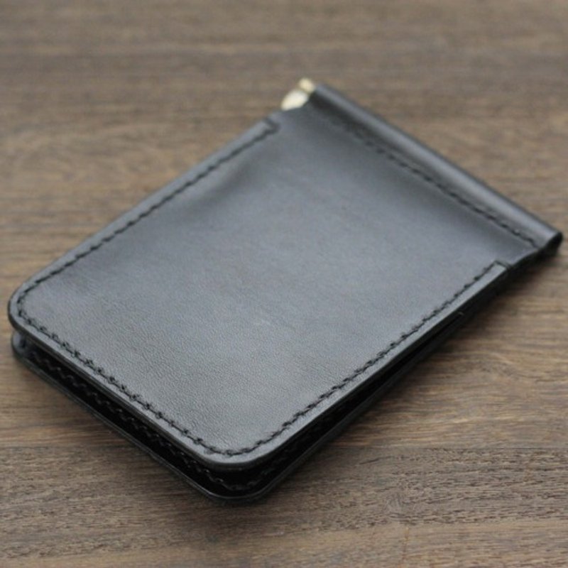 栃木レザー マネークリップ 財布 本革  手縫いハンドメイド 日本製 赤タグ付 ブラック モカ 黒 茶 - 錢包/皮夾/長短夾 - 真皮 黑色