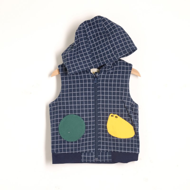 BIR Children's Clothing | Pocket Hooded Vest 80-120cm (Navy/Grey) - กางเกง - ผ้าฝ้าย/ผ้าลินิน หลากหลายสี