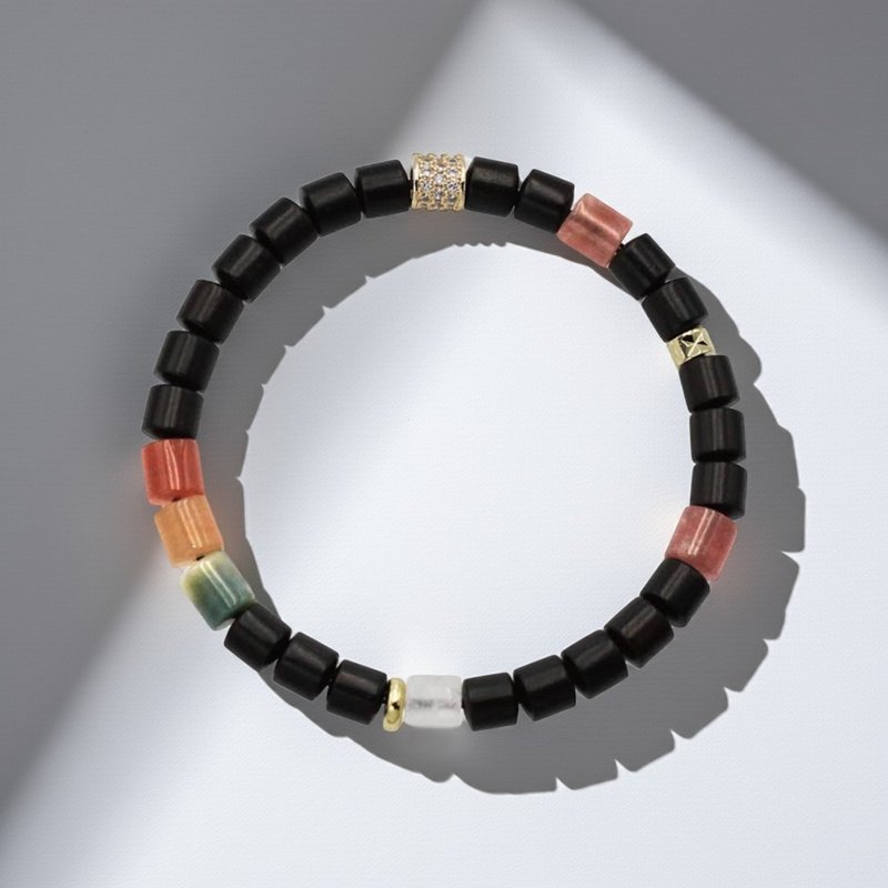 島嶼Island | ブラーノ × 黒檀クリスタルブレスレット（サンストーン/ホワイトクォーツ/アベンチュリン） - ブレスレット - クリスタル 多色