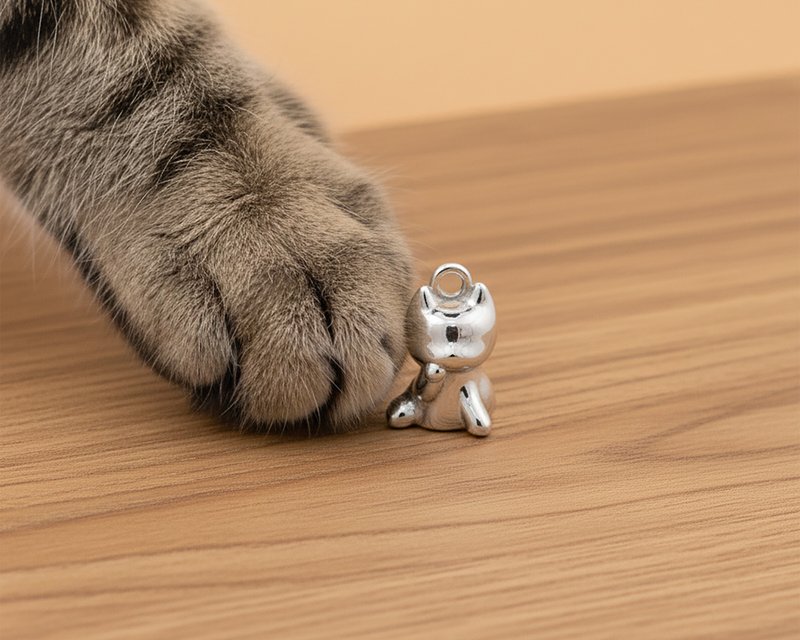 Maneki-neko Single Pendant Necklace, Mirror Finish, Stainless Steel, Hypoallergenic, Made in Taiwan - สร้อยคอ - สแตนเลส สีเงิน