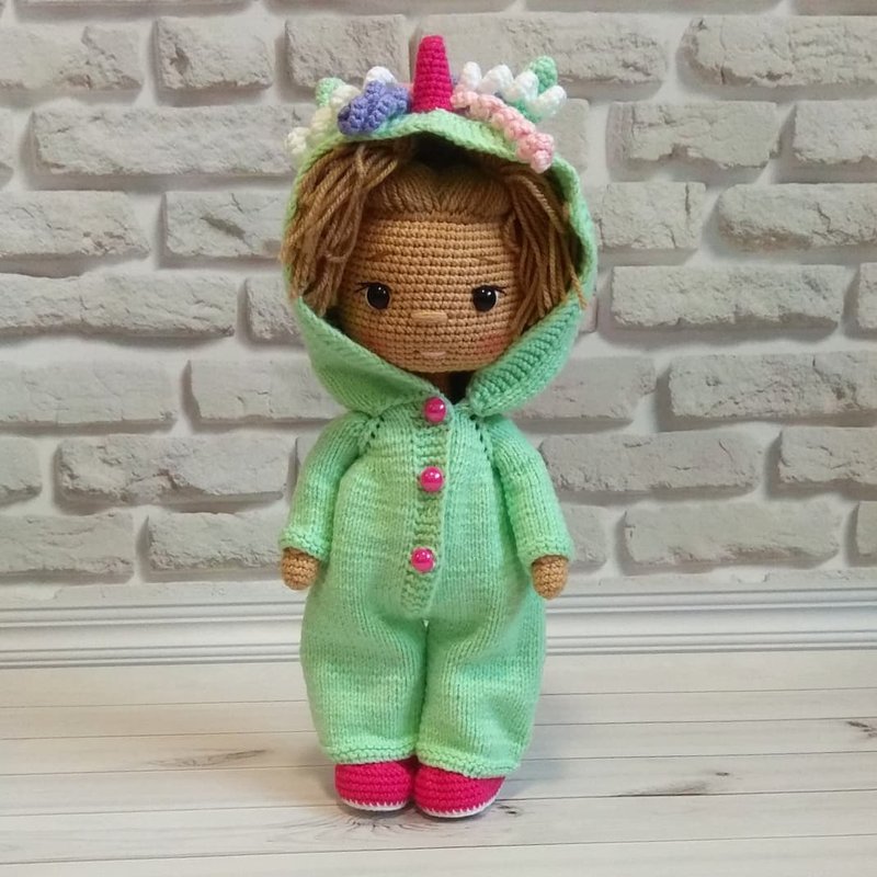 Doll in unicorn costume, interior art doll - 寶寶/兒童玩具/玩偶 - 棉．麻 多色