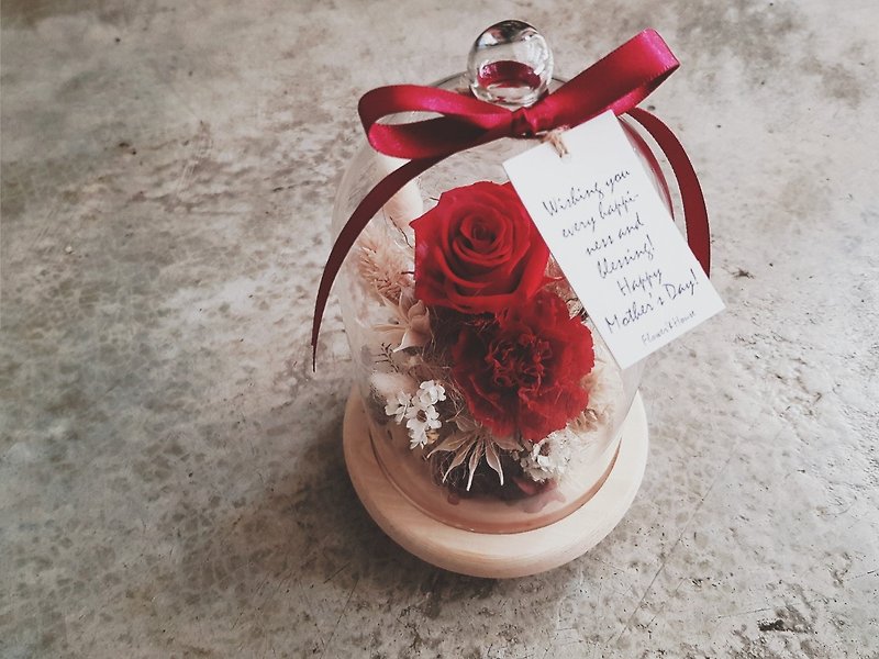 Everlasting flowers + dry flowers. Love mommy. Red roses do not wither and eternal carnations. Glass Flower Cup M/L - ตกแต่งต้นไม้ - พืช/ดอกไม้ สีแดง