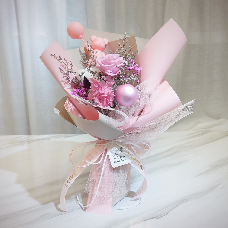 告白氣球永生花花束 /情人節花束/永生花/乾燥花束/花束/禮物 - 乾花/永生花 - 植物．花 粉紅色