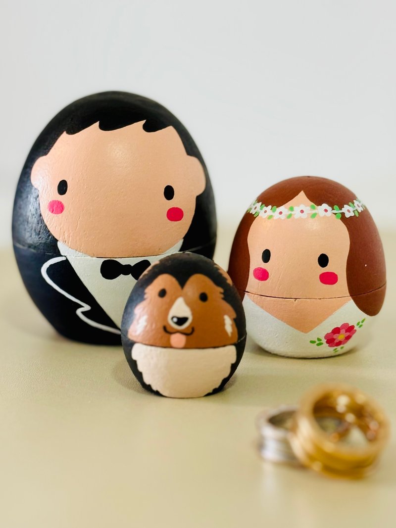 [Wedding Gift] Bride and Groom Set Anniversary Gift Handmade Wooden Decorations Small Wood Carvings - ของวางตกแต่ง - ไม้ ขาว