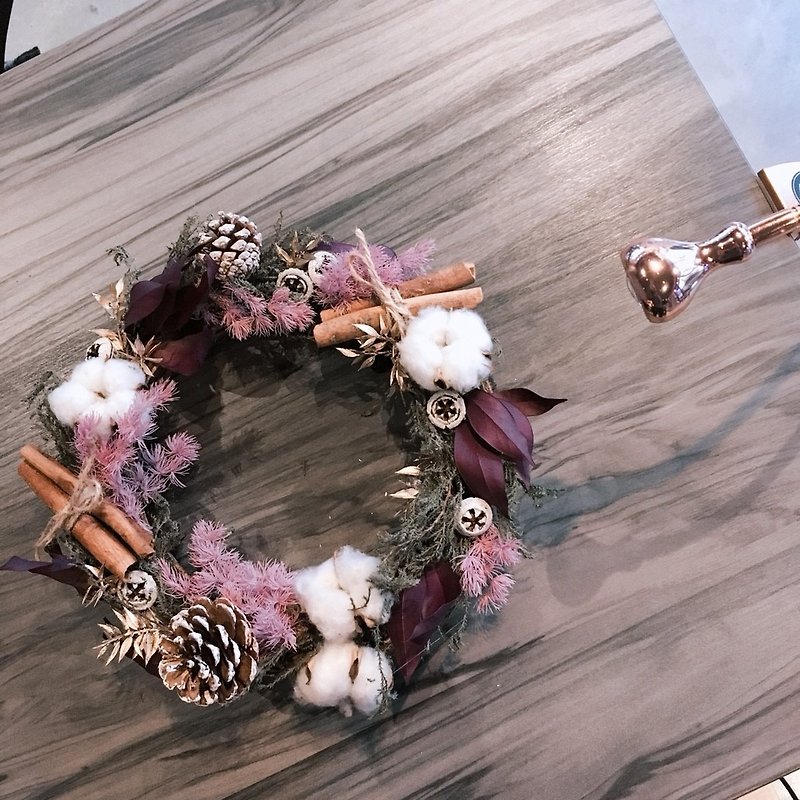 Christmas Wreath - Burgundy Red Wine [with box] - Dried Flowers & Bouquets - Plants & Flowers Purple