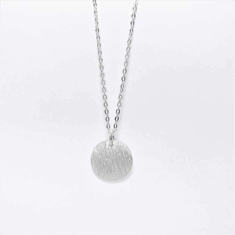 Simple round wood grain sterling silver necklace - สร้อยคอทรง Collar - เงินแท้ 