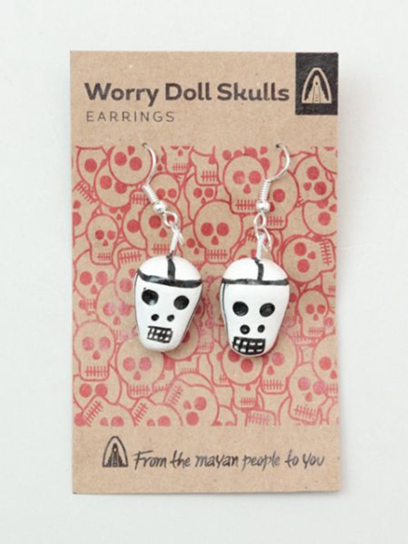 [Hot pre-order] Mexican skull earrings GFMZ8805 gift Valentine's Day - Earrings & Clip-ons - Wood White