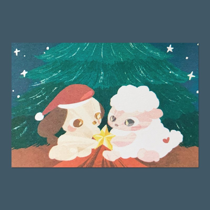 スパークリングスタークリスマスカード丨RISOステンシル印刷はがき