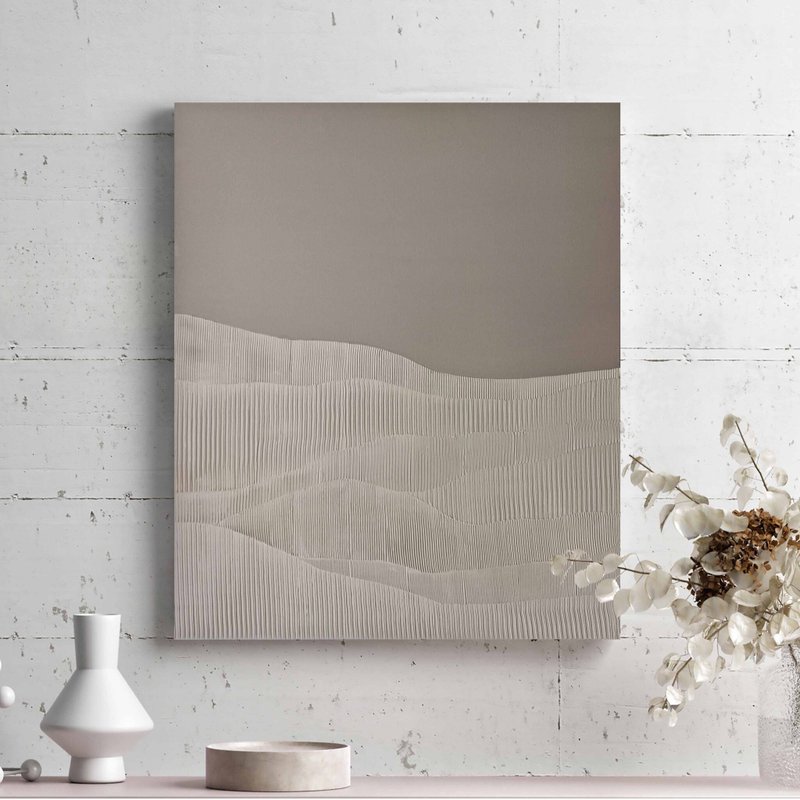 Textured Painting Beige | Beige Texture | Beige Minimal | Beige Wall Art | Rye 2 - 壁貼/牆壁裝飾 - 棉．麻 咖啡色