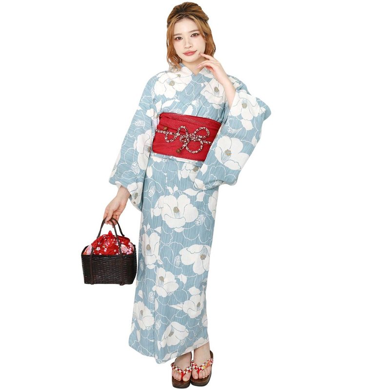 日本 和服 浴衣 女性 浴衣 腰封 2件組 S/F Size x14S/F-20 - 其他 - 棉．麻 藍色