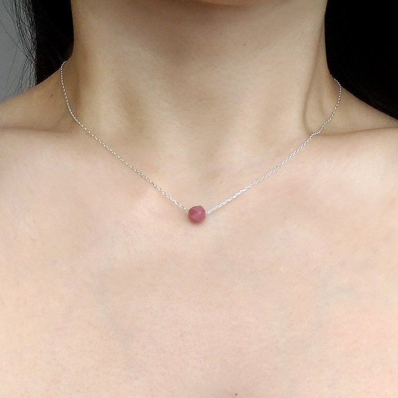 Sn003-The Only-Rose Stone Sterling Silver Necklace - Necklaces - Gemstone Pink