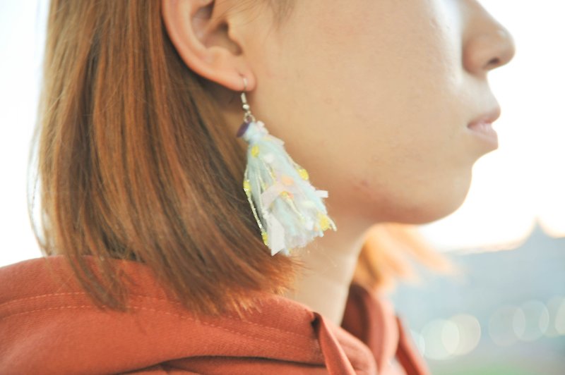 手工流蘇耳環 | 山櫻花(一對) - 耳環/耳夾 - 其他材質 粉紅色