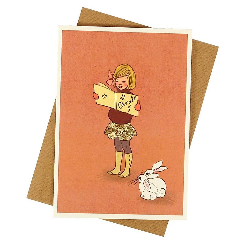 小女孩唱歌 耶誕卡片【1973-卡片 聖誕節系列】 - 心意卡/卡片 - 紙 多色