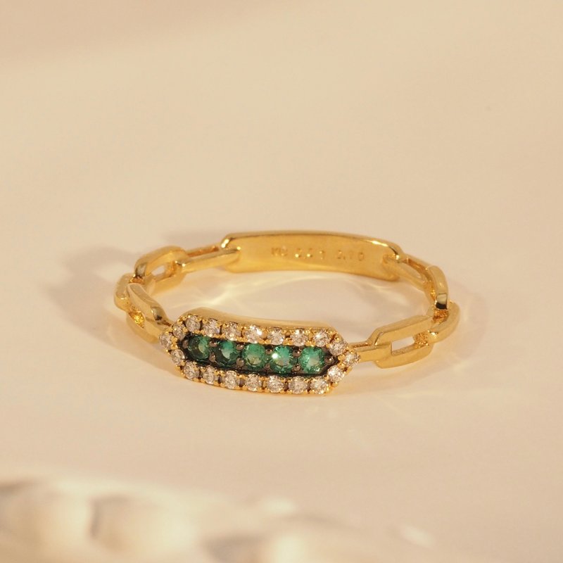 18K金祖母綠六角形戒指 18K Gold Emerald Hexagonal Ring - 戒指 - 貴金屬 