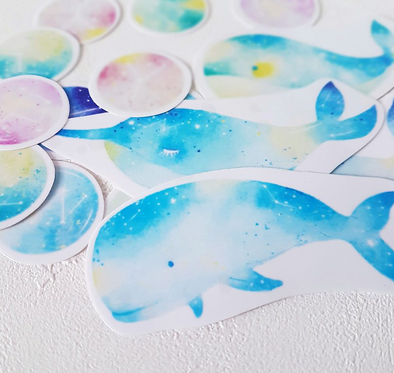 Blue Ocean Little Whale-Transparent Sticker Set - สติกเกอร์ - กระดาษ สีม่วง