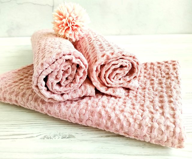 Organic dish towels, Kitchen towels cotton, Linen waffle towel, Blush hand  towel - Shop Daloni Towels - Pinkoi