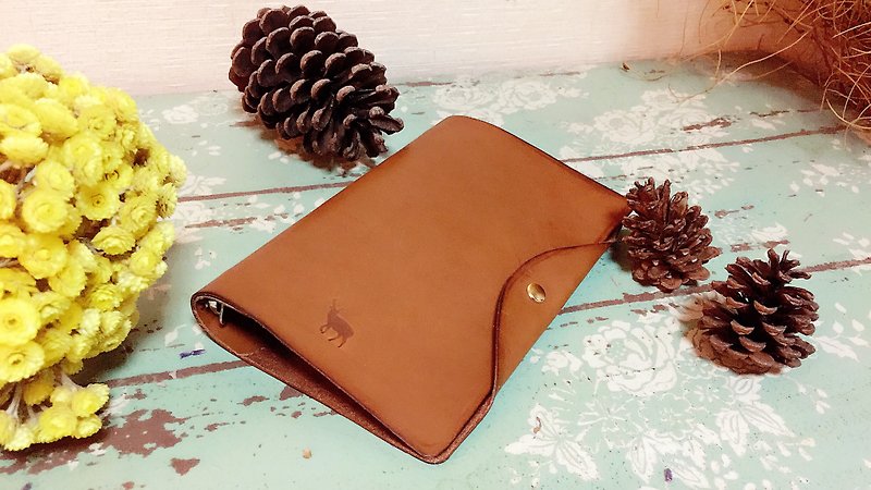 Dark brown tanned leather handbook - สมุดบันทึก/สมุดปฏิทิน - หนังแท้ สีนำ้ตาล