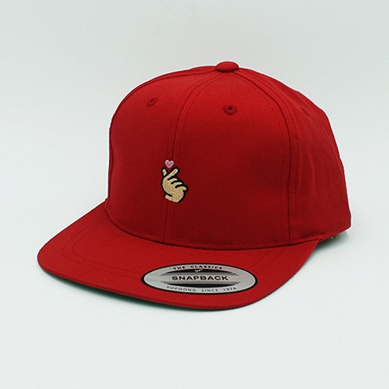 Plenty X NOOBIE Joint Embroidered Plate Cap Finger Love (Classic Red Hat KID) - Hats & Caps - Cotton & Hemp 