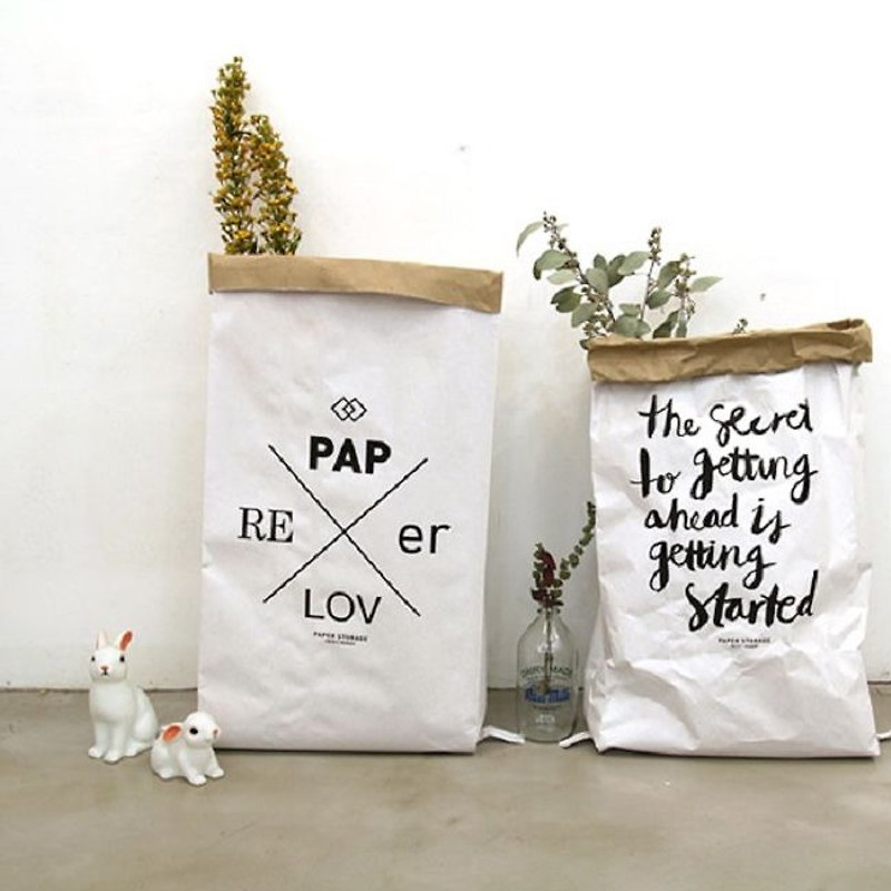 Knocking -Second-Mansion-Grocery Wind Decorative Storage Paper Bag -Lover, PLD67120 - กล่องเก็บของ - กระดาษ ขาว