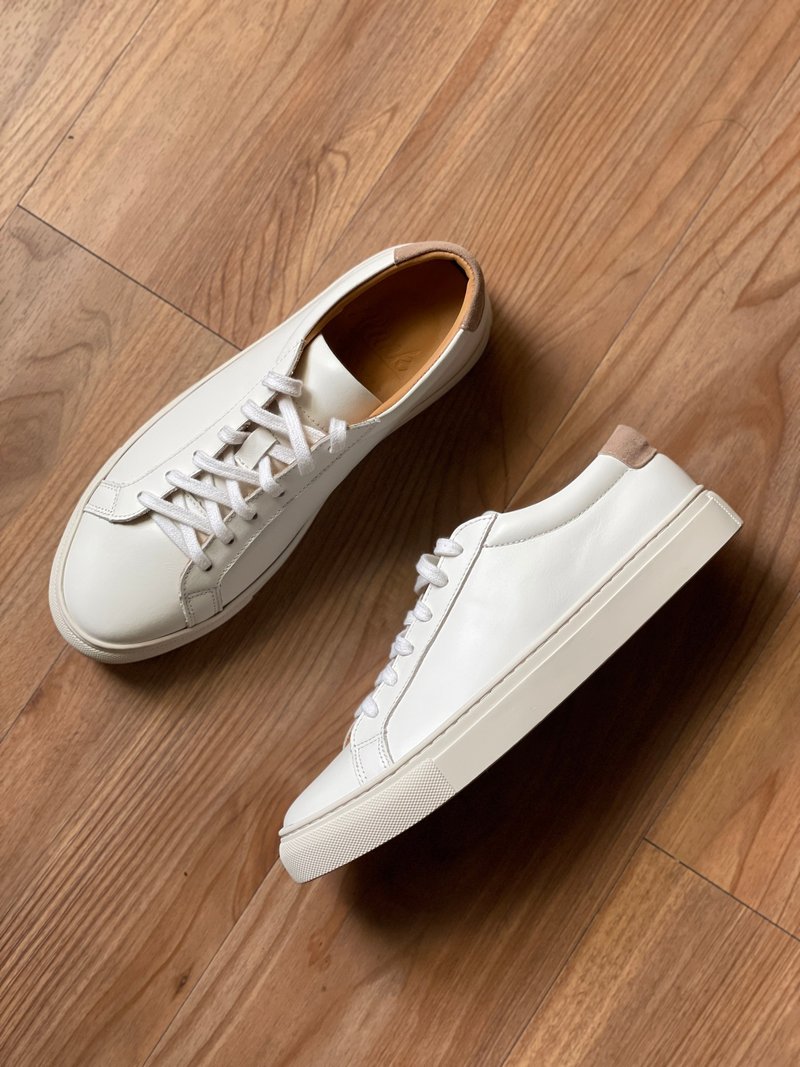 BLANK 皮革運動休閒鞋 Leather Sneakers - White - 男休閒鞋 - 真皮 