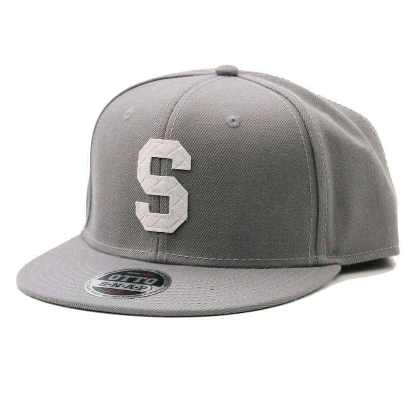 WOVEN LETTER SNAPBACK CAP #GREY - 帽子 - 棉．麻 灰色
