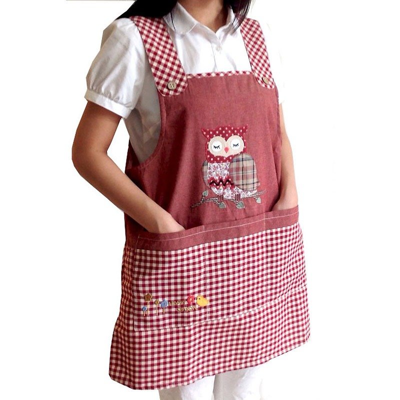 [BEAR BOY] and wind six pocket apron - sleepy owl - red - Aprons - Other Materials 