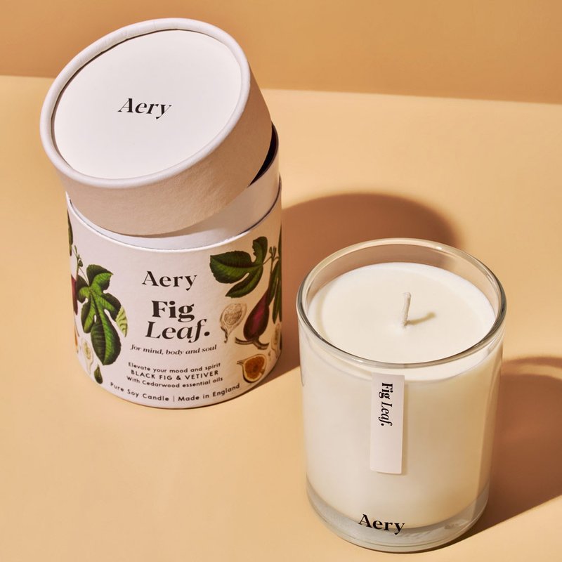 Fig Leaf Scented Candle - เทียน/เชิงเทียน - ขี้ผึ้ง ขาว